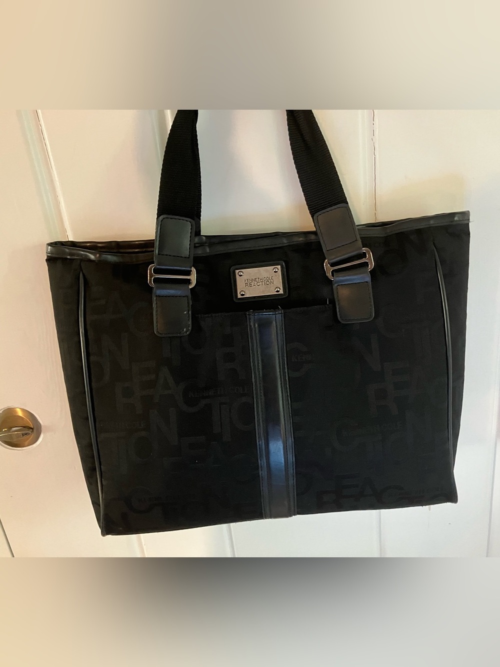 Kenneth Cole Reaction Black Logo Tote Messenger Bag